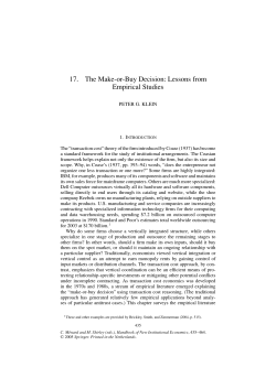 17. The Make-or-Buy Decision: Lessons from Empirical Studies