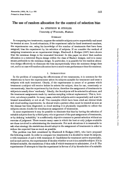 The use of random allocation for the control of selection