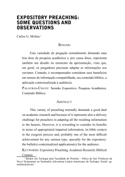 EXPOSITORY PREACHING: SOME QUESTIONS AND