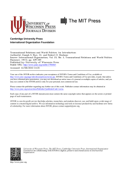 Transnational Relations and World Politics: An Introduction