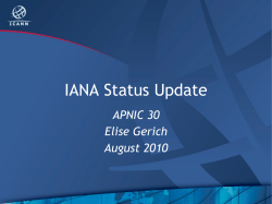 IANA Status Update