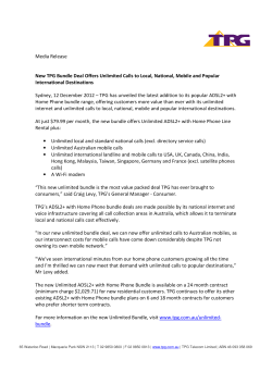 Media Release New TPG Bundle Deal Offers Unlimited Calls to