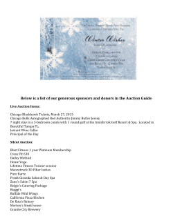 Below is a list of our generous sponsors and donors in the Auction