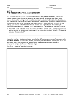 UNIT 3 A.12 MODELING MATTER: ALKANE ISOMERS