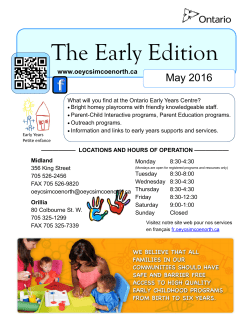 The Early Edition - Ontario Early Years Centre Simcoe North