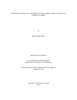 THE REUSE OF MONASTIC MATERIALS IN POST