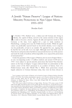 A Jewish &ldquo;Nature Preserve&rdquo;: League of Nations Minority Protections