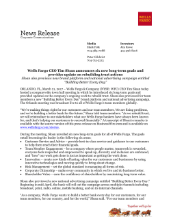 News Release (March 21, 2017) | Wells Fargo CEO Tim Sloan
