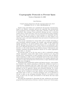 Cryptographic Protocols to Prevent Spam