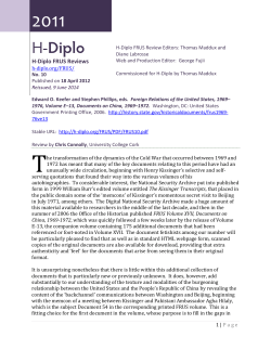 H-Diplo FRUS Review No. 10 (2012)