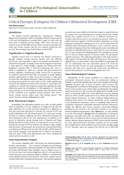 Critical Excerpts (Critiques) On Children`s Behavioral Development