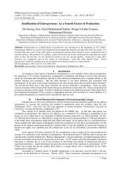 Justification of Entrepreneur: As a Fourth Factor of Production Dr