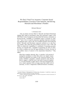 Corporate Social Responsibilities, Executive Class Interests, and