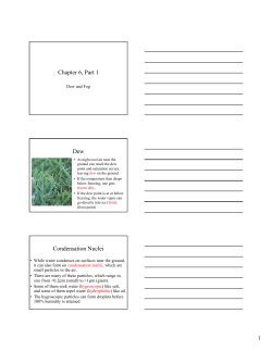 Chapter 6, Part 1 Dew Condensation Nuclei