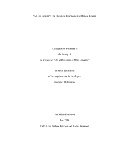 "An Evil Empire": The Rhetorical Rearmament of Ronald Reagan A