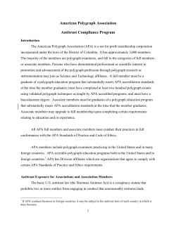 American Polygraph Association Antitrust Compliance Program