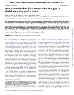 Neural reactivation links unconscious thought to decision