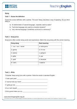 Slang student worksheet