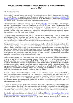 Kenya`s new front in poaching battle