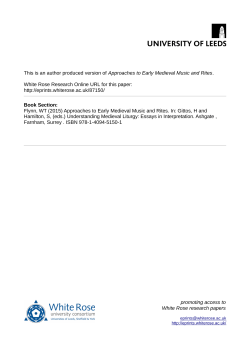 Approaches to Early Medieval Music and Rites