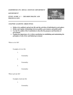 CHAPTER LEARNING OBJECTIVES: &bull; Define civic, political, and
