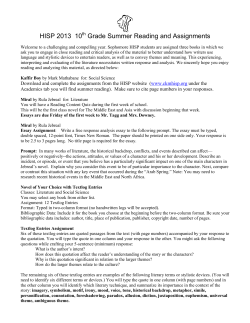 HISP 2013 10 Grade Summer Reading and Assignments