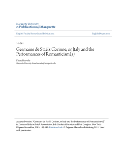 Germaine de Sta&euml;l`s Corinne, or Italy and the Performances of
