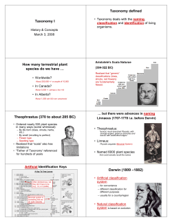 Taxonomy I