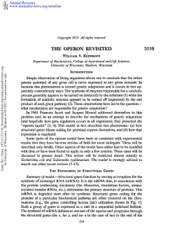 The Operon Revisited - Biochemistry | UW