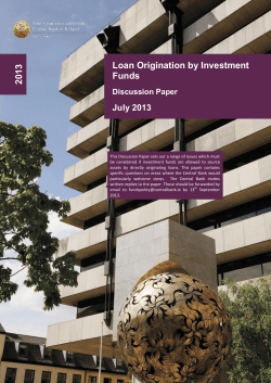 Loan Origination by Investment Funds 2013