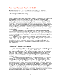 Public Policy of Land and Homesteading in Hawai i