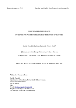 Production number: C125 Running head: Suffix identification is