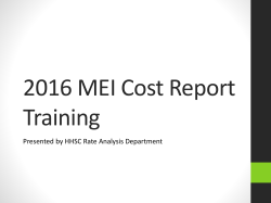 MEI Cost Report Training Presentation