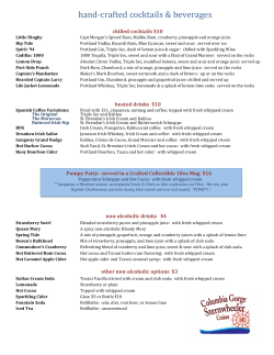 Columbia Gorge Sternwheeler Cocktail Menu