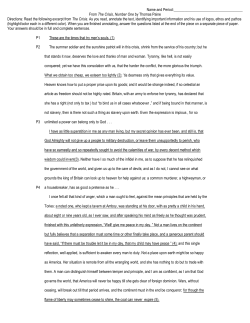 Name and Period: From The Crisis, Number One by Thomas Paine