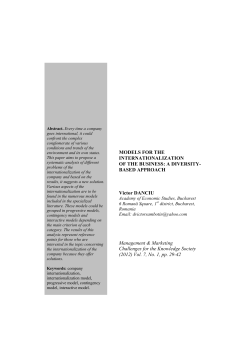 MODELS FOR THE INTERNATIONALIZATION OF THE BUSINESS
