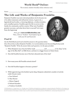 The Life and Works of Benjamin Franklin