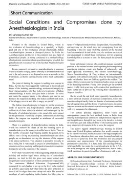 Social Conditions and Compromises done by Anesthesiologists in
