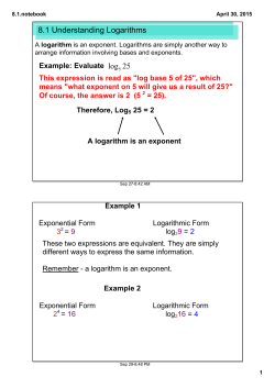 8.1 Understanding Logarithms