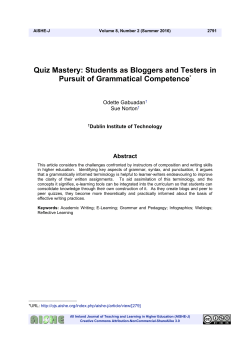 Quiz Mastery: Students as Bloggers and Testers in Pursuit - AISHE-J