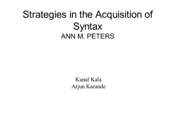 Strategies in the Acquisition of Syntax - CSE-IITK