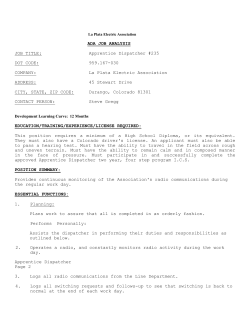 Apprentice Dispatcher #235 DOT CODE