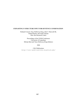 EXPLOITING F-STRUCTURE INPUT FOR SENTENCE