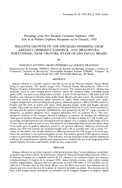relative growth of the speckled swimming crab arenaeus
