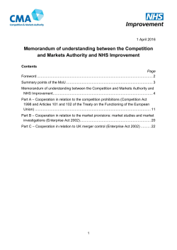 Memorandum of understanding between the Competition and Markets