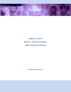 Algebra II Journal Module 3: Standard Deviation Making Deviation