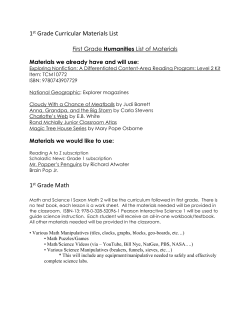 1 Grade Curricular Materials List