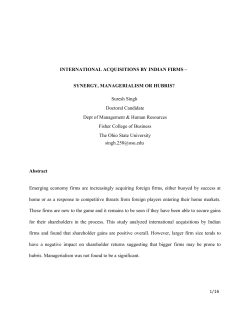 INTERNATIONAL ACQUISITIONS BY INDIAN FIRMS–