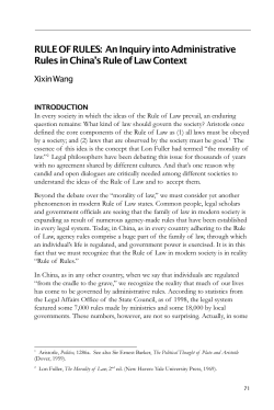 RULE OF RULES: An Inquiry into Administrative Rules in China`s