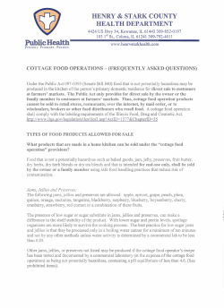 Cottage Food Operation - Frequently Asked Questions